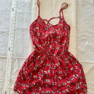 Floral Red Sleeveless Romper